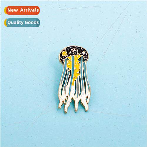 fashion retro gold long jellyfish alloy oil drop brooch stud