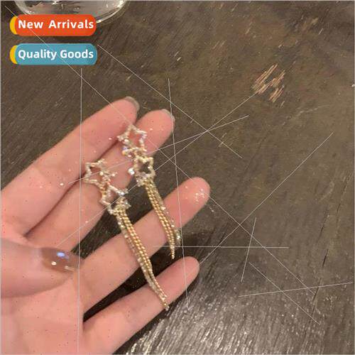 925 silver needle long star tassel earrings new tide niche e