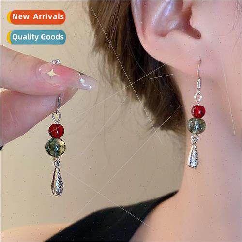 Water drop natural stone earrings female niche country dynas