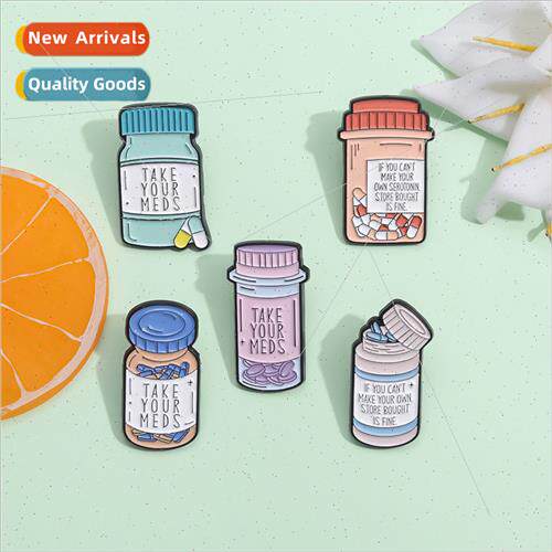 Creative new cartoon medicine bottle series alloy brooch per