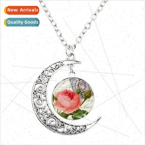 New Oil Painting Floral Scene Sunset Round Glass Dome Pendan