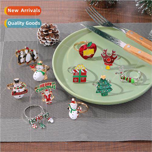 Colourful diamonds Father Christmas snowman napkin ring napk