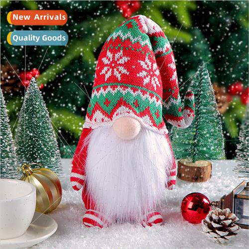 Knted long hat faceless doll Christmas est standing Rudolph