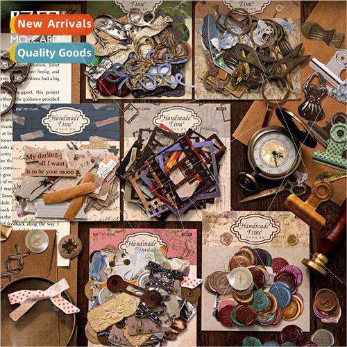 Fabric paper hollow out stickers handmade time simple retro