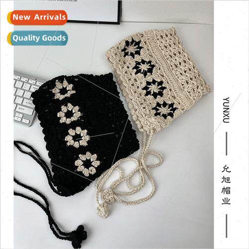 Korea ins small flowers crochet tassel kn hat female fall wi