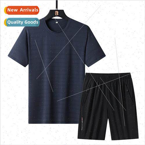 Breathable ice silk leisure sports su men stch large size sh