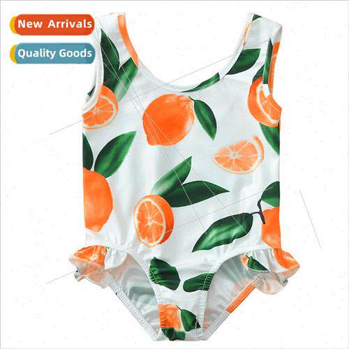 New childrens swimsu girls baby ruffled one-piece swimsu ins