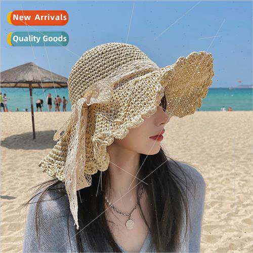 Handmade knting crochet straw hat children summer hollow Jap