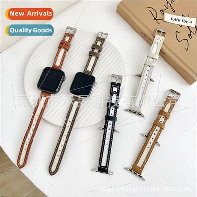 适用Apple canvas leather watch bapple watch8/7/SE/6/5/4 spel