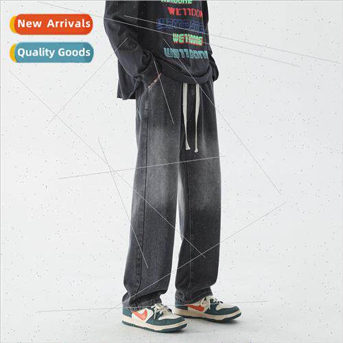 Jeans American high set men spring summer wide-legged casual