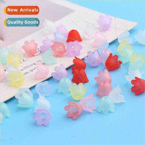 Frosted abs imation pearl bell orchid flower loose beads by