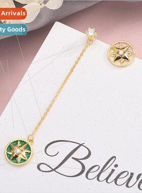 S925 silver earrings Korea asymmetric long tassel earrings z