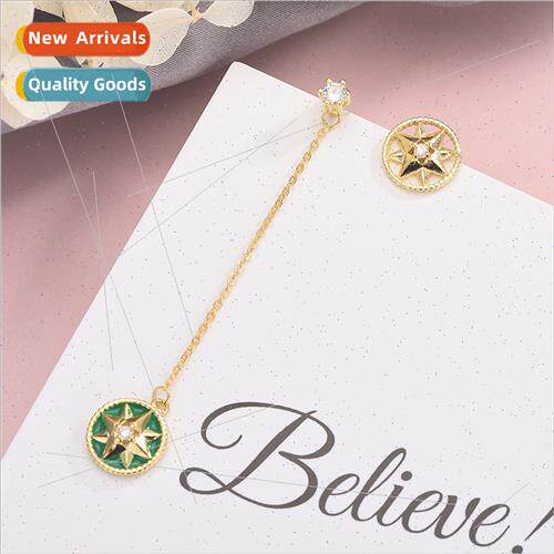 S925 silver earrings Korea asymmetric long tassel earrings z