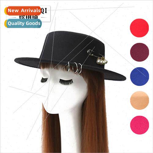 Korean  new copper ring big pin flat top hat autumn winter m
