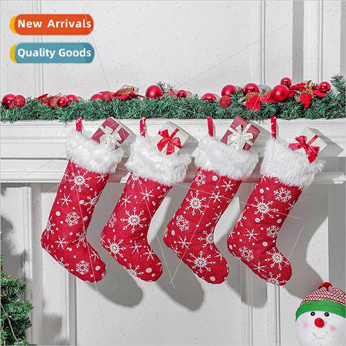 New Christmas Embroidery Snowflake Christmas Stocking Plush