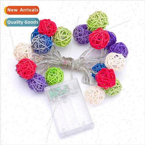 Thailled colorful rattan ball lights string girl heart ins r