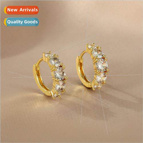 Europe ins circle earrings niche fashion set zirconium earri