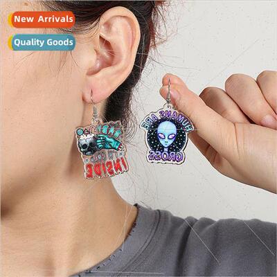 Halloween earrings female horror eye skull acrylic stud earr
