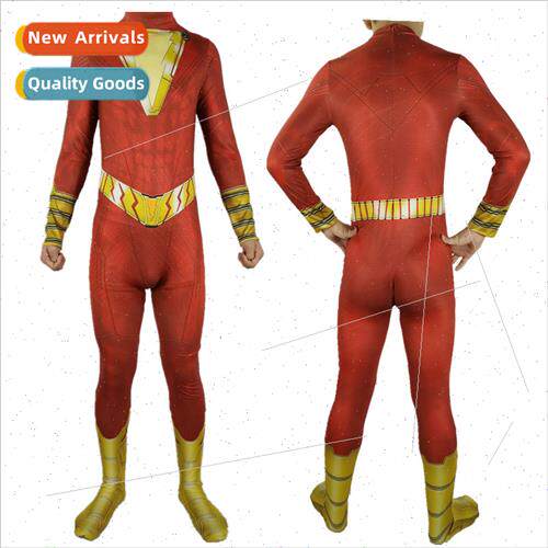 Gold Thunder Shazam One Piece Tights Halloween Costume COS C