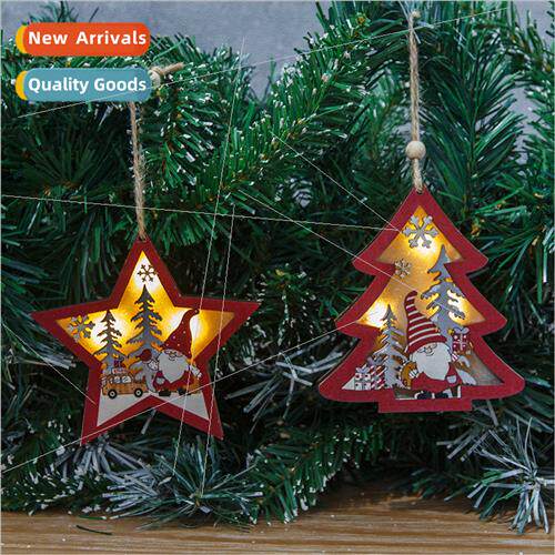 New Christmas decorations wh lights wooden pendant Christmas