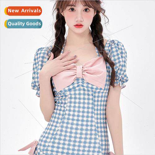 Japanese new cute student sweet girl bow triangle one-piece