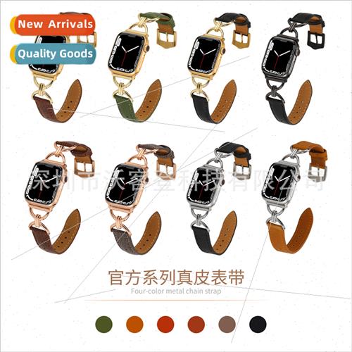 适用Apple Double D metal buckle lizard grain leather strap a图片