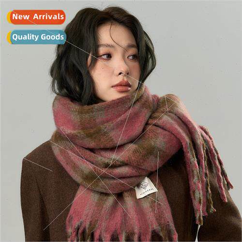 Large square tassel plaid color collision low brightness war