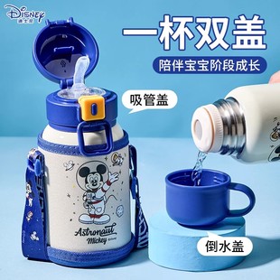 迪士尼儿童保温杯男孩上学专用学生水杯幼儿园女宝宝吸管双饮水壶