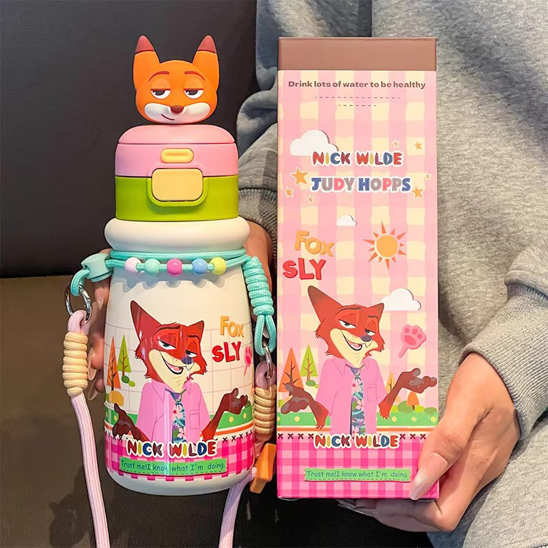 疯狂动物城尼克儿童保温杯女高颜值吸管水杯学生上学专用便携水壶,婴童用品,儿童水杯,淘宝优惠券,粉丝福利购,淘宝优惠卷