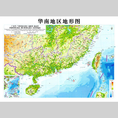 华南地区地势地形图地图电子版设计素材文件