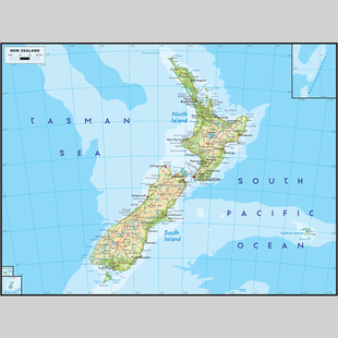 新西兰地势地形图地图电子版设计素材文件