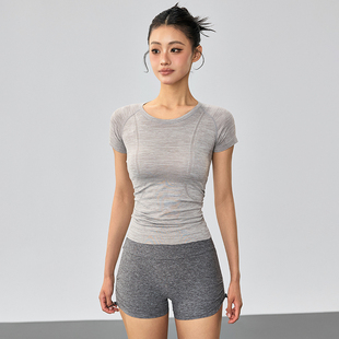 Sasagirl运动上衣女2025一体织T恤短袖瑜伽普拉提跑步训练健身服