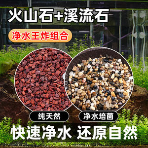 溪流石鱼缸铺底砂龟造景滤