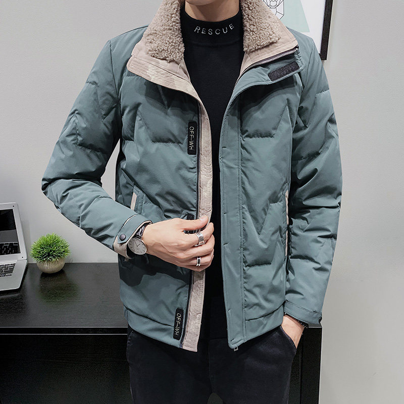 冬季男士羽绒服短款加厚韩版休闲羊羔毛领白鸭绒潮流保暖外套男装