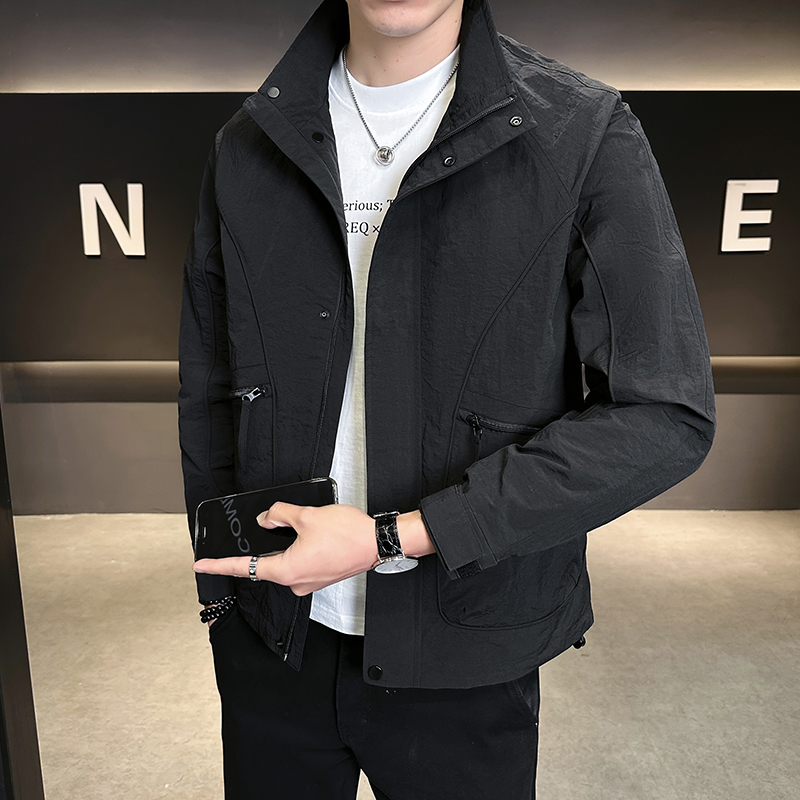 男新款春装休闲立领百搭外套2025潮牌春秋季男士时尚简约帅气夹克