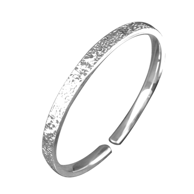 碎碎冰足银999银手镯女实心开口银镯子 满天星纯银手环戒指指环