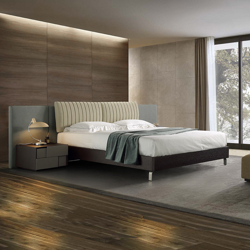 楷模 大普-克丽床轻奢现代经典意式卧室靠包皮艺床家具双人