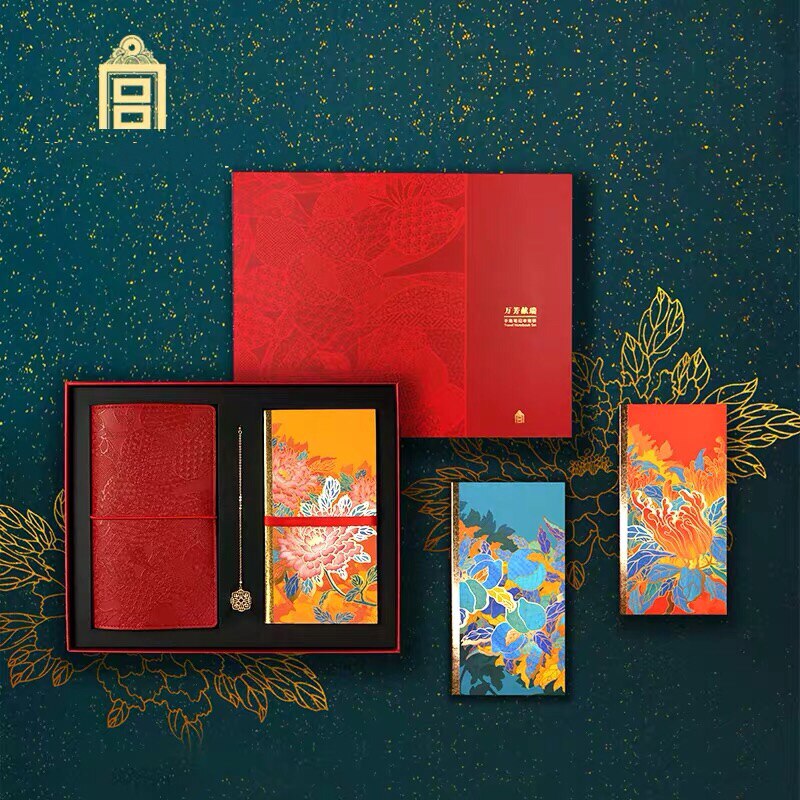 故宫万芳献瑞手账笔记本套装文创礼盒金属书签书夹办公生日礼物