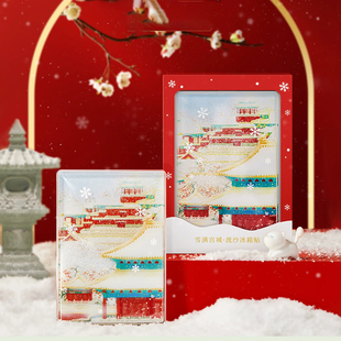 故宫雪满宫城流沙冰箱贴磁贴故宫文创北京旅游城市纪念品生日礼物