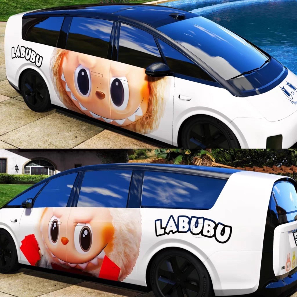 理想MEGA拉布布车贴拉花埃尔法理想L89labubu极氪009装饰车身贴纸