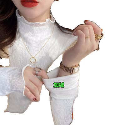 加绒蕾丝打底衫女秋冬2025新款