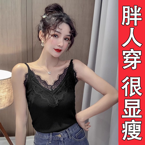 性感v领蕾丝拼接吊带背心女夏季