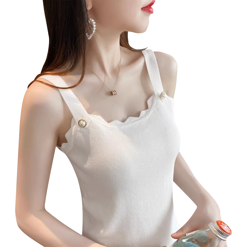 大码胖mm纽扣绝美小吊带背心女背心吊带