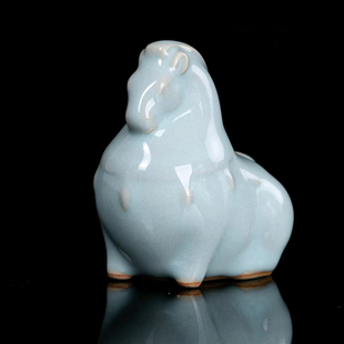 李廷怀汝瓷汝窑摆件小茶宠风水招财摆件中式创意开片可养生肖马