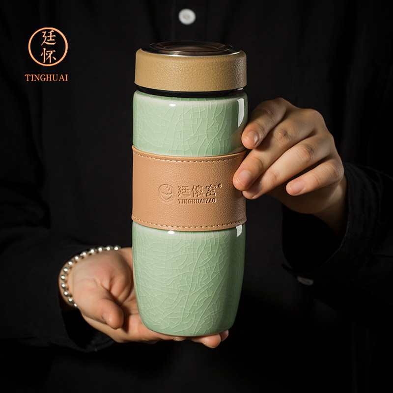 廷怀窑旗舰店麦饭石汝窑茶杯个人专用车载便携带盖大容量防烫手,餐饮具,保冷/保温杯,淘宝优惠券,粉丝福利购,淘宝优惠卷