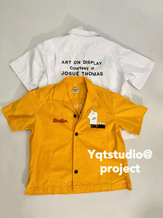 襯衫 .Gallery 潮男女 帆布短袖 復古水洗做舊字母刺繡工裝 dept 美式