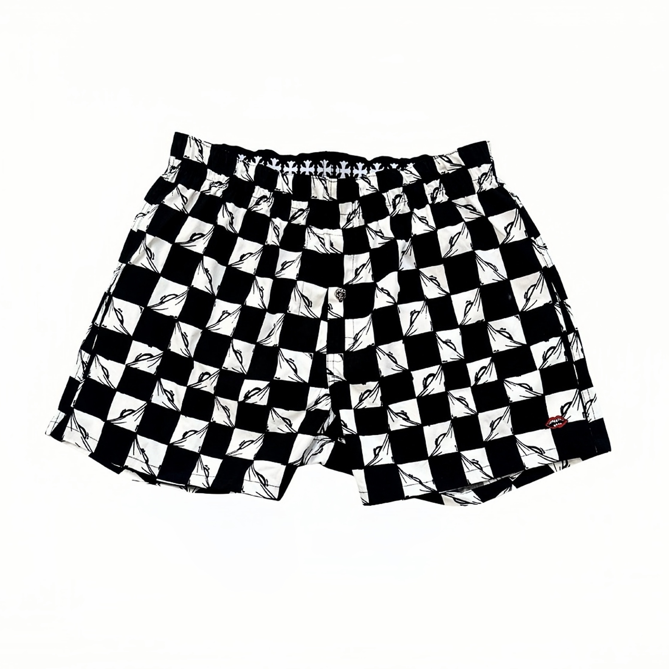 【YQTSTUDIO】美式复古vintage千眼棋盘格印花纯棉平角短裤男女潮