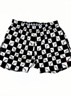 【YQTSTUDIO】美式复古vintage千眼棋盘格印花纯棉平角短裤男女潮