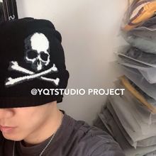 秋冬款MMJ纯羊毛骷髅提花针织冬帽 雪帽 冷帽 瓜皮帽 潮