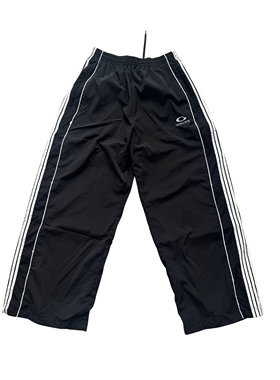 【YQTSTUDIO】美式竖条杆黑白条纹宽松阔腿裤男女运动长裤潮